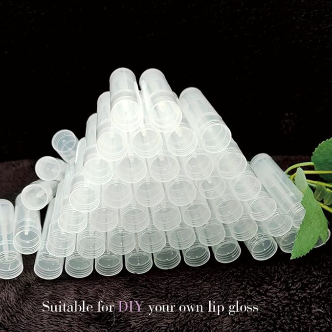 50 Lip Balm Container Kit with Filling Tray and Spatula, Round Tube Refillable Empty Tube 3 Colors, 0.15 oz, BPA Free, for DIY Homemade Lipstick Lipstick (50 translucent kits,)-BrightBean Baby