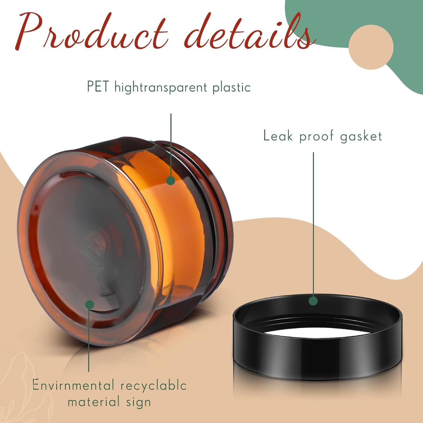 SATINIOR 100 Pcs Plastic Jars with Lids Small Containers Lids Wide Mouth Small Plastic Containers for Lotion Cream Rhinestones Body Butters Travel Storage(1 oz,Amber)-BrightBean Baby