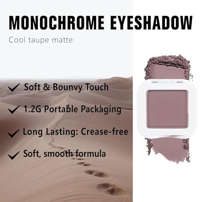 evpct Mauve Taupe Matte Single Eye Shadow Palette Makeup for Older Women, Plum Lavender Purple Natural Cream Eyeshadow Palette for Green Eyes, High Pigment Mini Monochrome Eyeshadow Sombra Para Ojos-BrightBean Baby