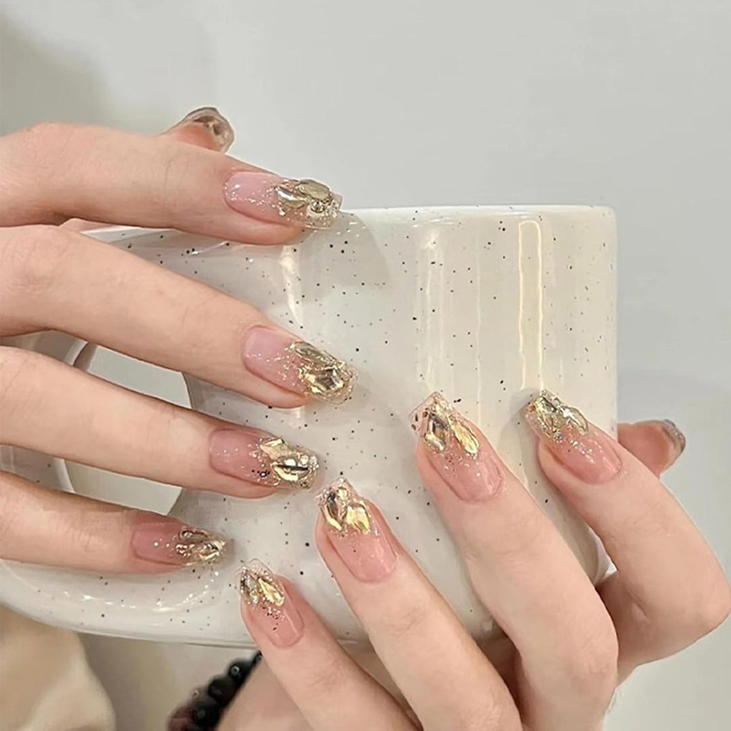 Nail Rhinestones Kit, 18 Types of 900 Special-Shaped Nail Diamonds + 3200 Flat-Bottomed Rhinestones, Champagne Crystals DIY Crafts Gold Gemstones for Nail Art Design-BrightBean Baby