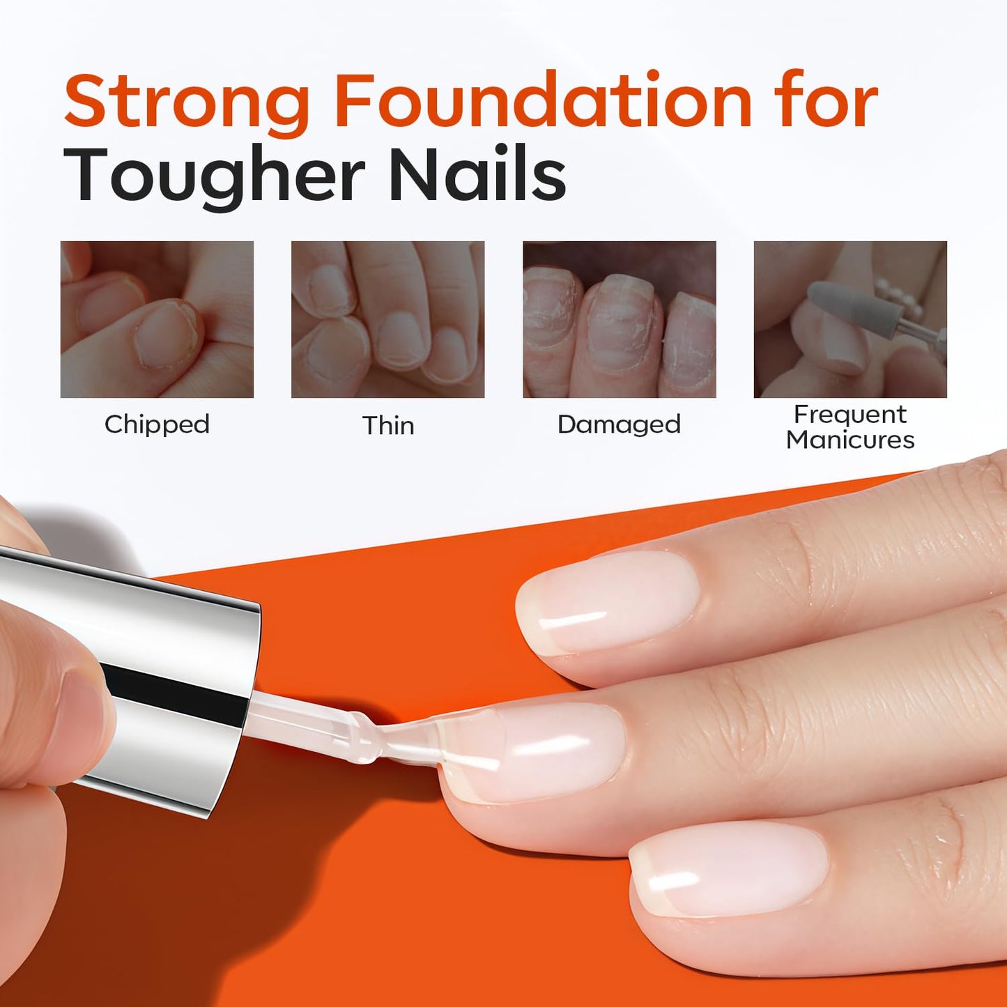 modelones Rubber Builder Gel Base and No Wipe Top Coat Set, 2Pcs Rubber Base and Clear Top Coat Gel Nail Polish for Strengthener Apex Building Long Last Soak Off Uv Fall Manicure Tables Thin Weak Nail-BrightBean Baby