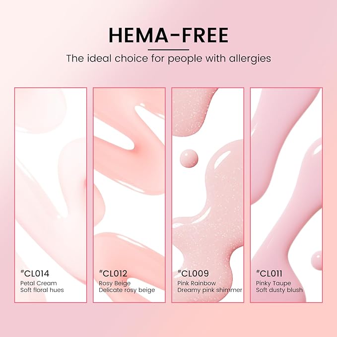 Jelly Gel Nail Polish Kit with U V Light, Hema-Free Milky Nude Sheer White Pink Gliter Gel Polish Set with Base & Top Coat Chrome Nail Powder, 4 Colors Mini Salon Nail Art Starter Gift for Women Girl-BrightBean Baby