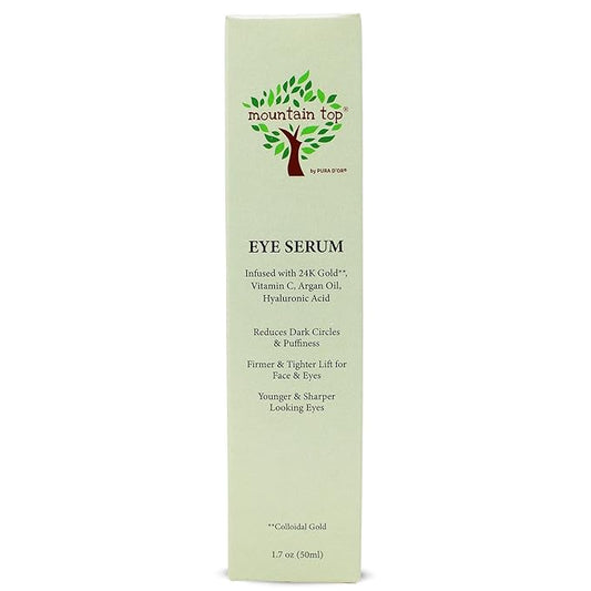 MOUNTAIN TOP Eye Serum Infused with 24K Gold, Vitamin C, Argan Oil, Hyaluronic Acid - For a Tighter Lift and Reduction in Appearance of Wrinkles, Fine Lines, and Dark Circles (1.7oz)-BrightBean Baby