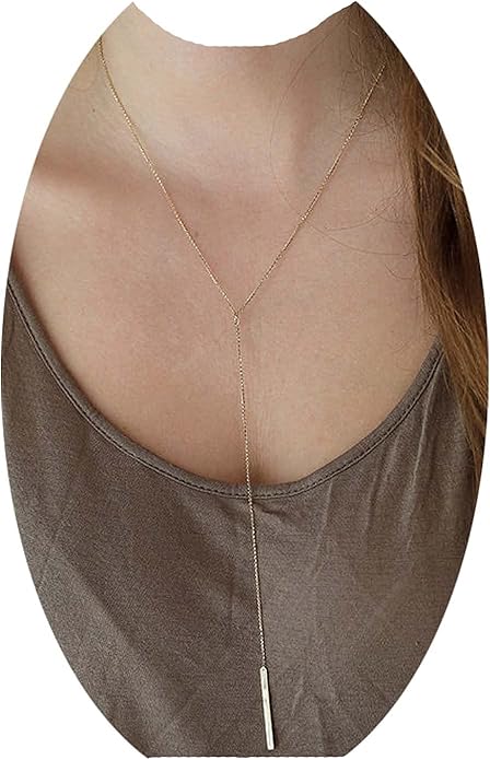 Boho Long Bar Necklace Choker Y Lariat Necklace Chain Minimalist Drop Necklace Jewelry for Women and Girls-BrightBean Baby
