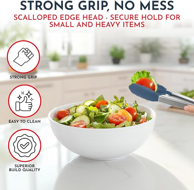 Kitchen Tongs for Cooking with Silicone Tips, Heat Resistant Tongs for Serving Food, 7-Inch, 9-Inch, 12-Inch Locking Silicone Tong, Set of 3 Salad Tong, Mulitcolor Kitchen Utensils