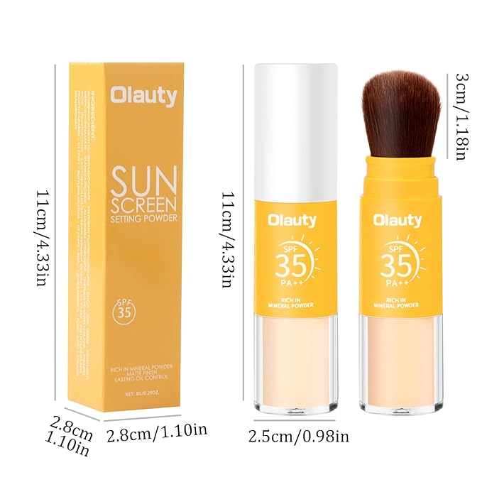 Mineral Sunscreen Setting Powder, Mineral Brush Setting Face Powder Makeup SPF 35 PA Oil Control Natural Matte Finish, Lightweight Breathable Concealer Brush Powder (Translucet, 8g)-BrightBean Baby