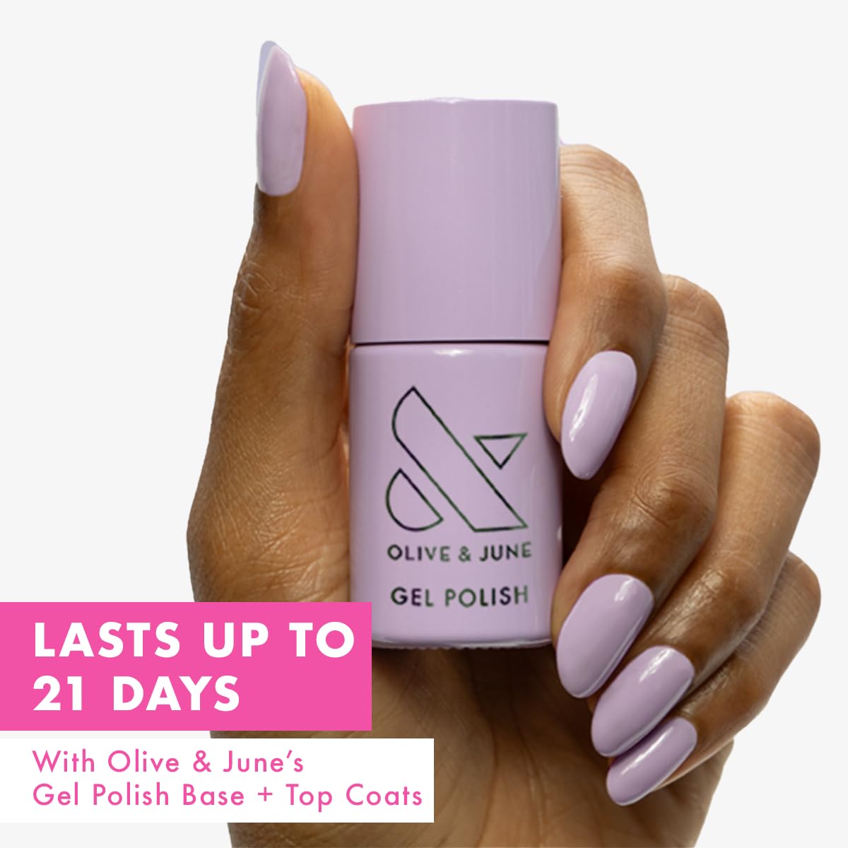 Olive & June Gel Polish | UV LED Nail Lamp Needed | Long Lasting Formula | Up to 21 Days of Wear | Damage-Free Removal | Salon-Quality Manicure, Pedicure at Home | You're Invited | Lilac-BrightBean Baby
