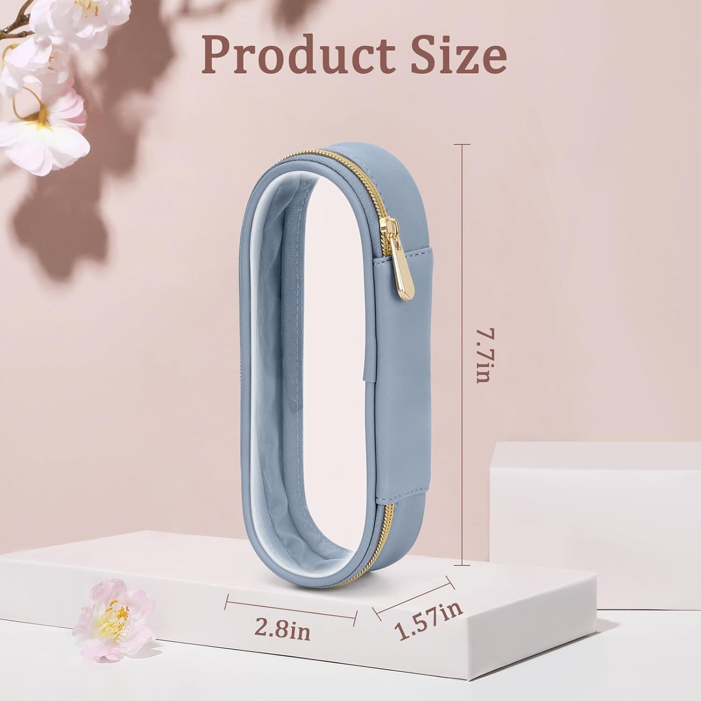 Clear Travel Makeup Brush Holder, Leather Makeup Brush Toiletry Bag, Portable Cosmetic Brush Case, Transparent Waterproof Makeup Brush Storage Bag, Blue-BrightBean Baby