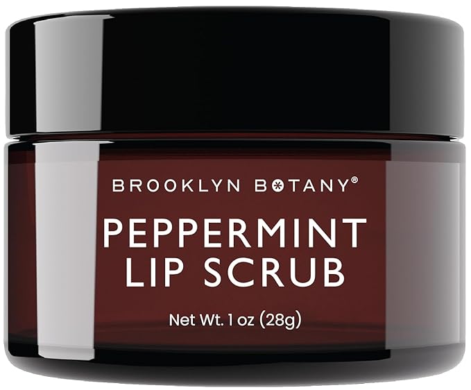 Brooklyn Botany Lip Scrub Exfoliator 1 oz – Lip Moisturizer for Dry Lips and Chapped Lips – Gentle Lip Exfoliator for Smooth and Brighter Lips – Peppermint Flavor-BrightBean Baby