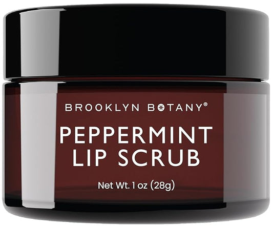 Brooklyn Botany Lip Scrub Exfoliator 1 oz – Lip Moisturizer for Dry Lips and Chapped Lips – Gentle Lip Exfoliator for Smooth and Brighter Lips – Peppermint Flavor-BrightBean Baby