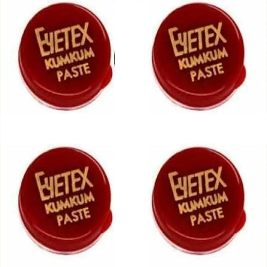Eyetex Kumkum Paste Waterproof Long lasting, Smudge Proof | Pure and Natural Deep Colour, Long lasting | Enriched with Natural and Organic Ingredients (Pack of 4Jars Red)-BrightBean Baby