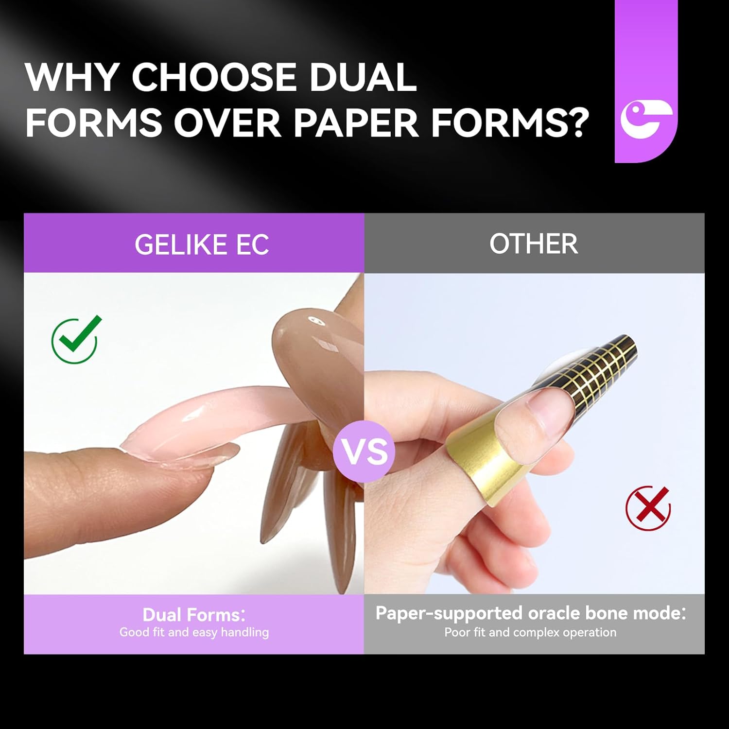 Gelike EC Cat Dual Forms for Extension: 120 Pcs Color Nail Form, 12 Size Nail Forms For Builder, Half Matte Gel Forms For Manicure Art Design Salon Diy-BrightBean Baby