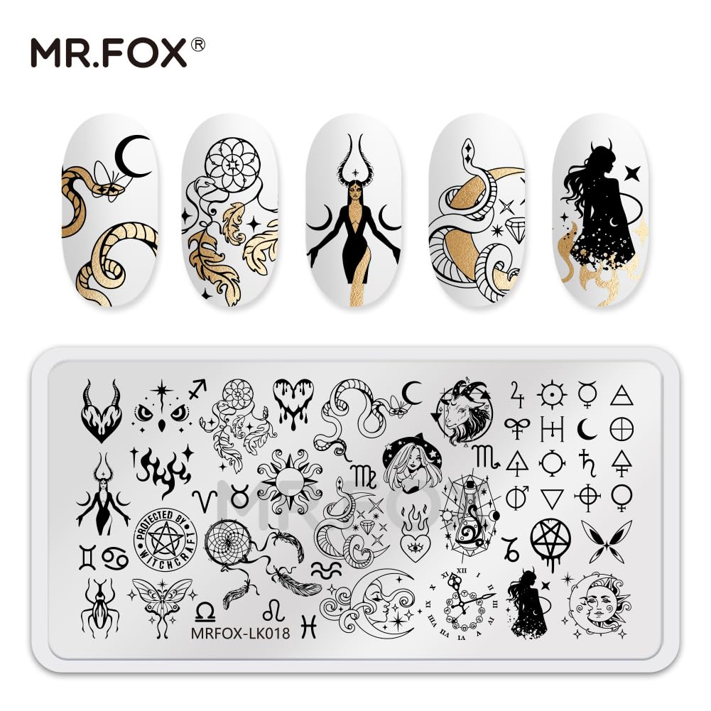 5 Pcs Nail Plates Stamping Set Starry Star Moon Esoteric Elements Nail Art DIY Stamping Template-BrightBean Baby
