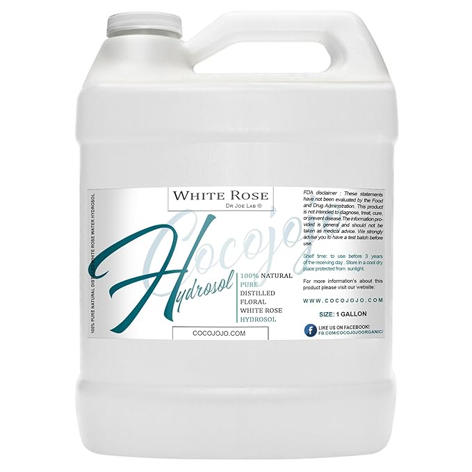Dr Joe Lab White Rose Water Hydrosol - Natural Distilled Bulgarian Non-GMO Vegan Hydrating Toning Spray Mist Face Hair Skin Pores Locs Dreads - Packaging May Vary (1 Gallon)-BrightBean Baby