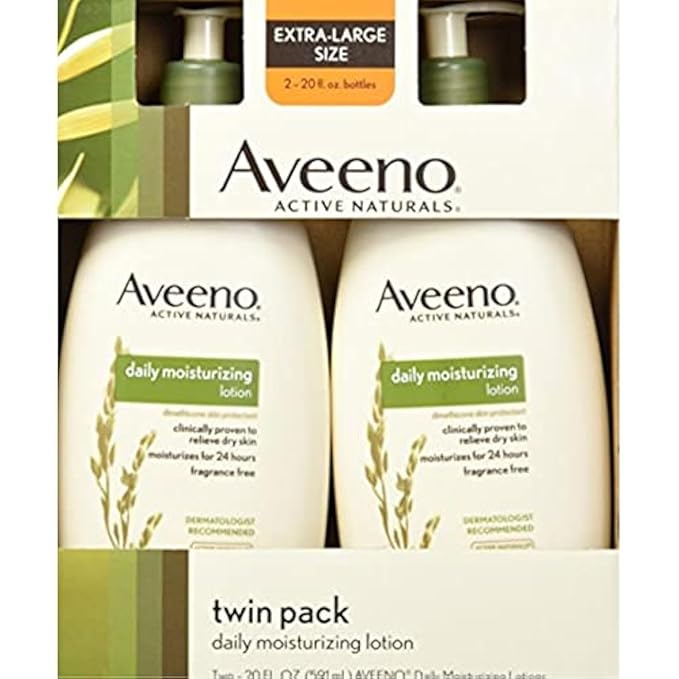 Aveeno Active Naturals Daily Moisturizing Lotion, New 2 Pack Of 20 Fl Ounce Pump, 1 Fl Ounce-BrightBean Baby