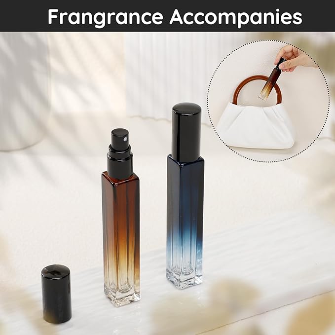 Segbeauty 2 Pack Perfume Atomizer, 10ML Empty Refillable Glass Spray Bottles for Cologne, Portable Leak-proof Fine Mist Perfume Dispenser, Travel Must Sample Bottle Toiletries Press Pump Container-BrightBean Baby