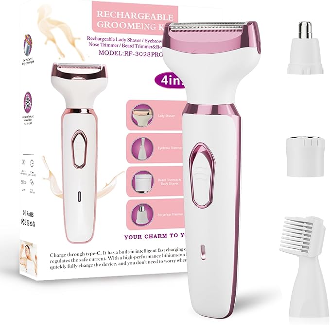 RUIM Electric Razor for Women, 4-in-1 Bikini Trimmer, Waterproof Electric Shaver for Women, Rechargeable Painless Pubic Hair Trimmer-BrightBean Baby