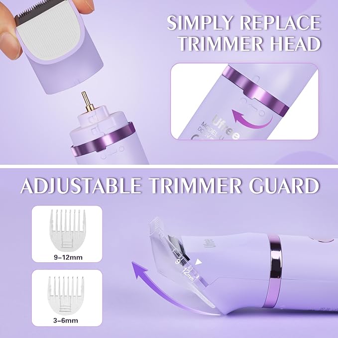 Ufree Bikini Trimmer Electric Razors for Women, Rechargeable Pubic Body Hair Trimmer Electric Shaver for Legs Body Hair, Bikini Shaver IPX7 Waterproof, Gifts for Women, Purple-BrightBean Baby