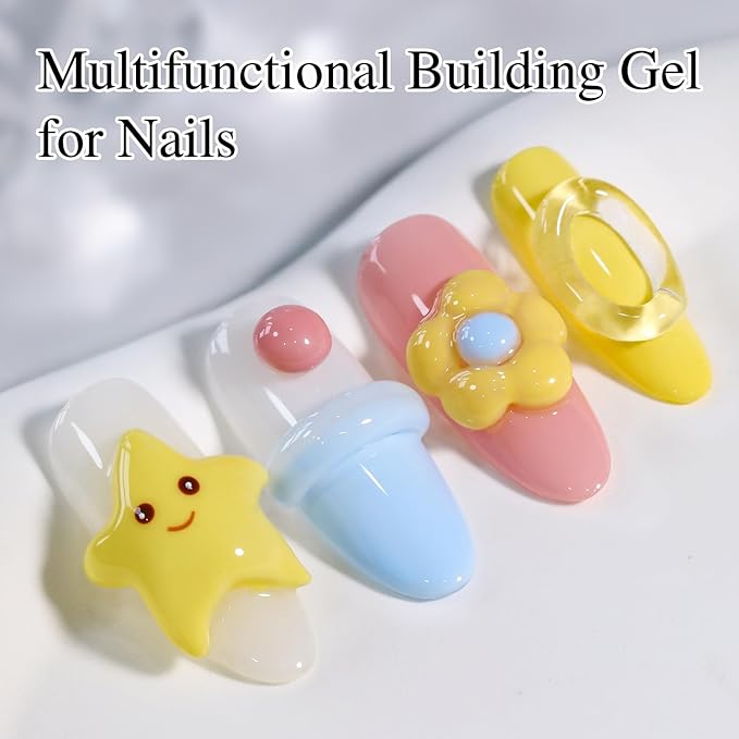 Double Rhythm 3D Clear Solid Sculpting Gel for Nail Art - Non-Sticky Hard Gel for Building, Carving, Molding Extension - Soak Off UV/LED Salon Home DIY 0.5 Oz (Clear)-BrightBean Baby