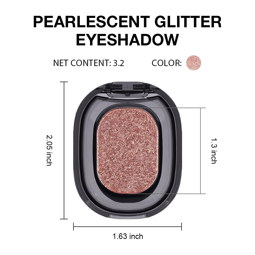 Eye shadow low saturation delicate long-lasting eye shadow palette, Monochrome Glittler Eyeshadow, pressed glitter eyeshadow, Glittle Pressed Powder Single Vegan Eyeshadow, (02 Glittle Brown)-BrightBean Baby