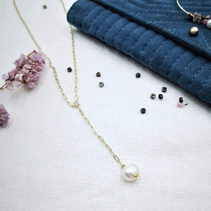 Long Pearl Necklace Pearl Lariat Y Necklace Chain Vintage Minimalist Necklace Jewelry for Women and Girls-BrightBean Baby