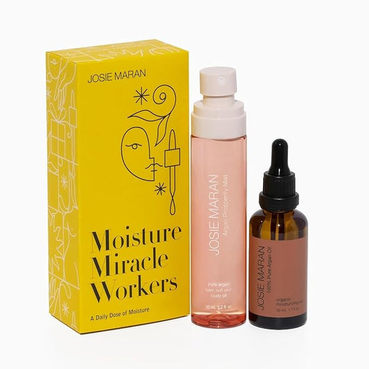 Josie Maran Moisture Miracle Workers Duo - 100% Pure Argan Oil & Hydrating Body Mist - Moisturizing Skincare Set with Nutrient-Rich Ingredients for All Skin Types - Vegan & Cruelty-Free (2 Piece Set)-BrightBean Baby