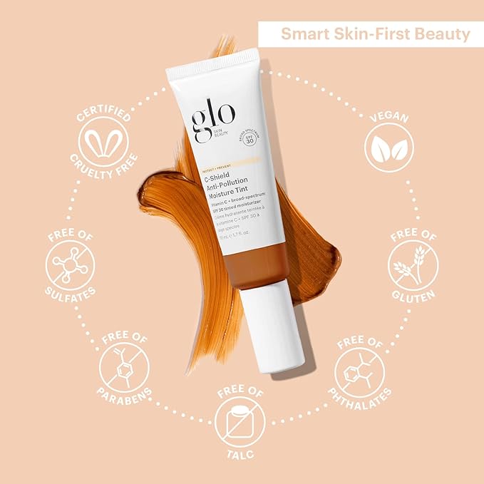Glo Skin Beauty C-Shield Anti-Pollution Moisture Tint - Tinted Moisturizer With SPF 30 for Face, Broad Spectrum Protection & Vitamin C, 1.7 Oz (9N-Dark)-BrightBean Baby