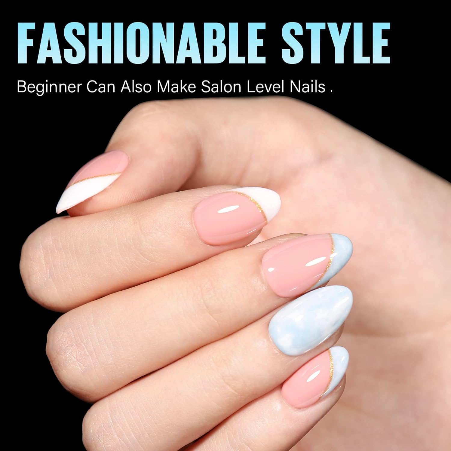 TOMICCA Short Almond Nail Tips, Acrylic Soft Full Coverage Fake Nailsfor Extension Manicure, Double-sided Matte Press on Nail Tips for Home DIY Art Women Girls-BrightBean Baby