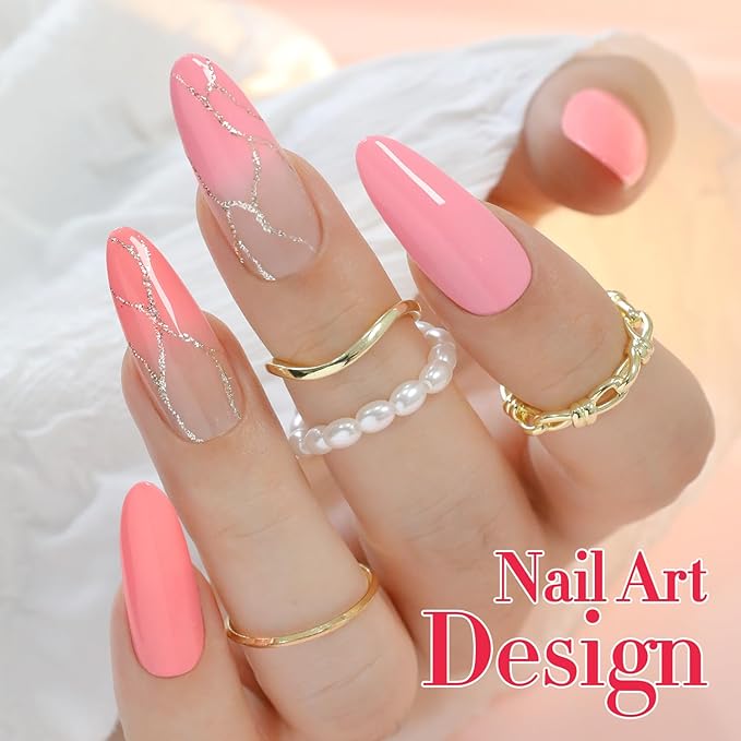 Double Rhythm 6 Pcs 15 ML Gel Polish Set Same Color Same Bottle Soak Off Gel Polish Kit Nail Art Manicure Salon DIY at Home for Women (Light Pale Peach Pink Orange Rose-T6-19)-BrightBean Baby