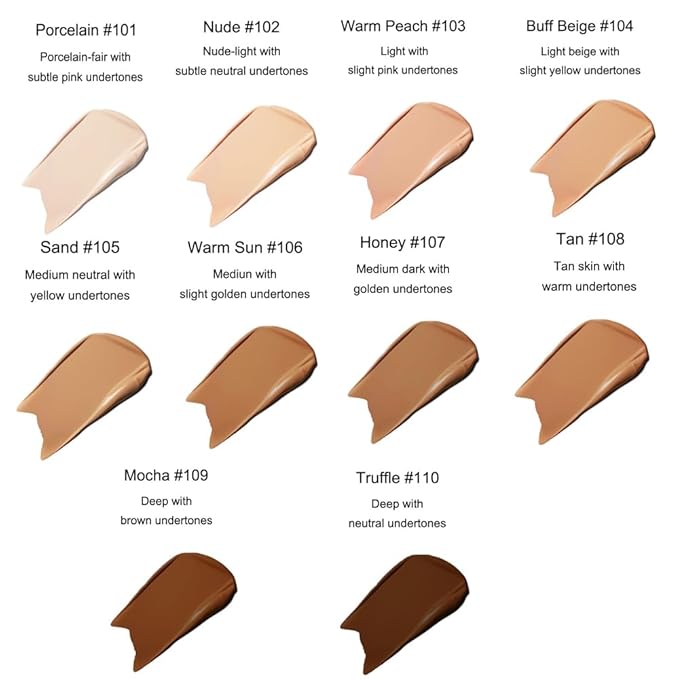 2Pcs Liquid Foundation Full Coverage 24HR Matte Oil Control Concealer 30ml (Nude & Buff Beige) with Kabuki Foundation Brush Flat Top (1pcs-103)-BrightBean Baby