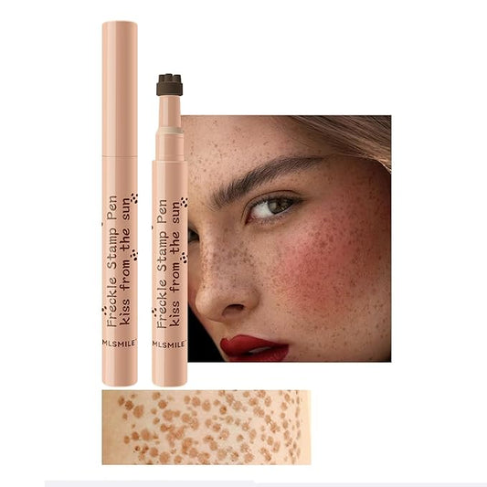 AKARY Stamp Freckle Pen Natural Lifelike Fake Freckles Makeup, Waterproof Long Lasting Quick Dry 5 Comb Corners Natural Like Face Freckle Makeup Pen for Effortless Sunkissed Makeup, 04-Dark Brown-BrightBean Baby
