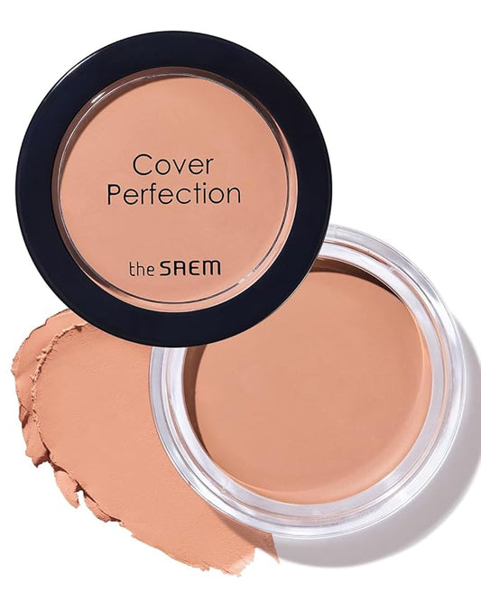 THESAEM Cover Perfection Pot Concealer #Peach Beige - High Adherence & Coverage Balm, Conceals Dark Circles, Corrects Dark Under Tones, Matte Finish Sebum Control for Oily and Combination Skin-BrightBean Baby