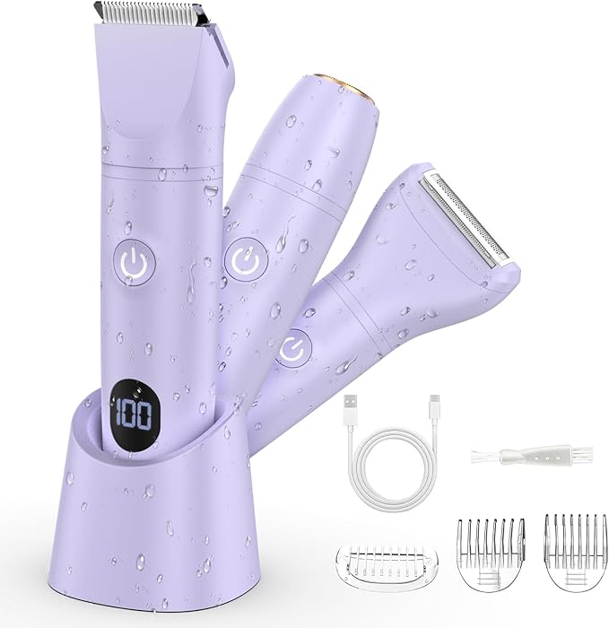 Bikini Trimmer Electric Razors for Women,3 in 1 Body Hair Removal Kit for Face,Pubic,Arm, Leg, Armpit, Bikini Trimmer,Painless IPX6 Waterproof Rechargeable Portable Lady Shavers Wet & Dry Gifts-BrightBean Baby