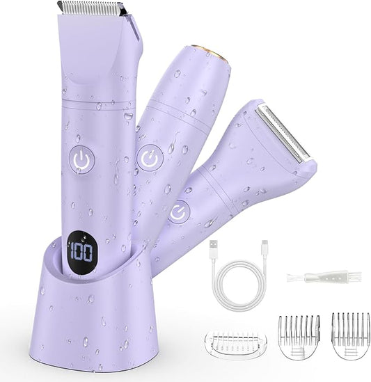 Bikini Trimmer Electric Razors for Women,3 in 1 Body Hair Removal Kit for Face,Pubic,Arm, Leg, Armpit, Bikini Trimmer,Painless IPX6 Waterproof Rechargeable Portable Lady Shavers Wet & Dry Gifts-BrightBean Baby