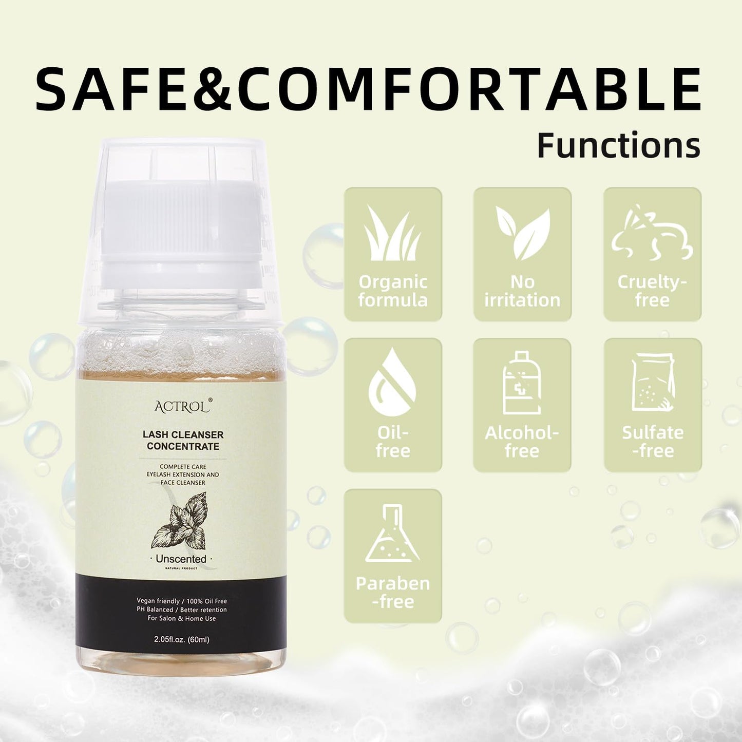 Eyelash Cleanser Concentrate 60ml Unscented Professional Lash Shampoo Foaming Cleanser DIY Wash for Extensions Lashes with Salon Home Care-Makes 6 Bottles-BrightBean Baby