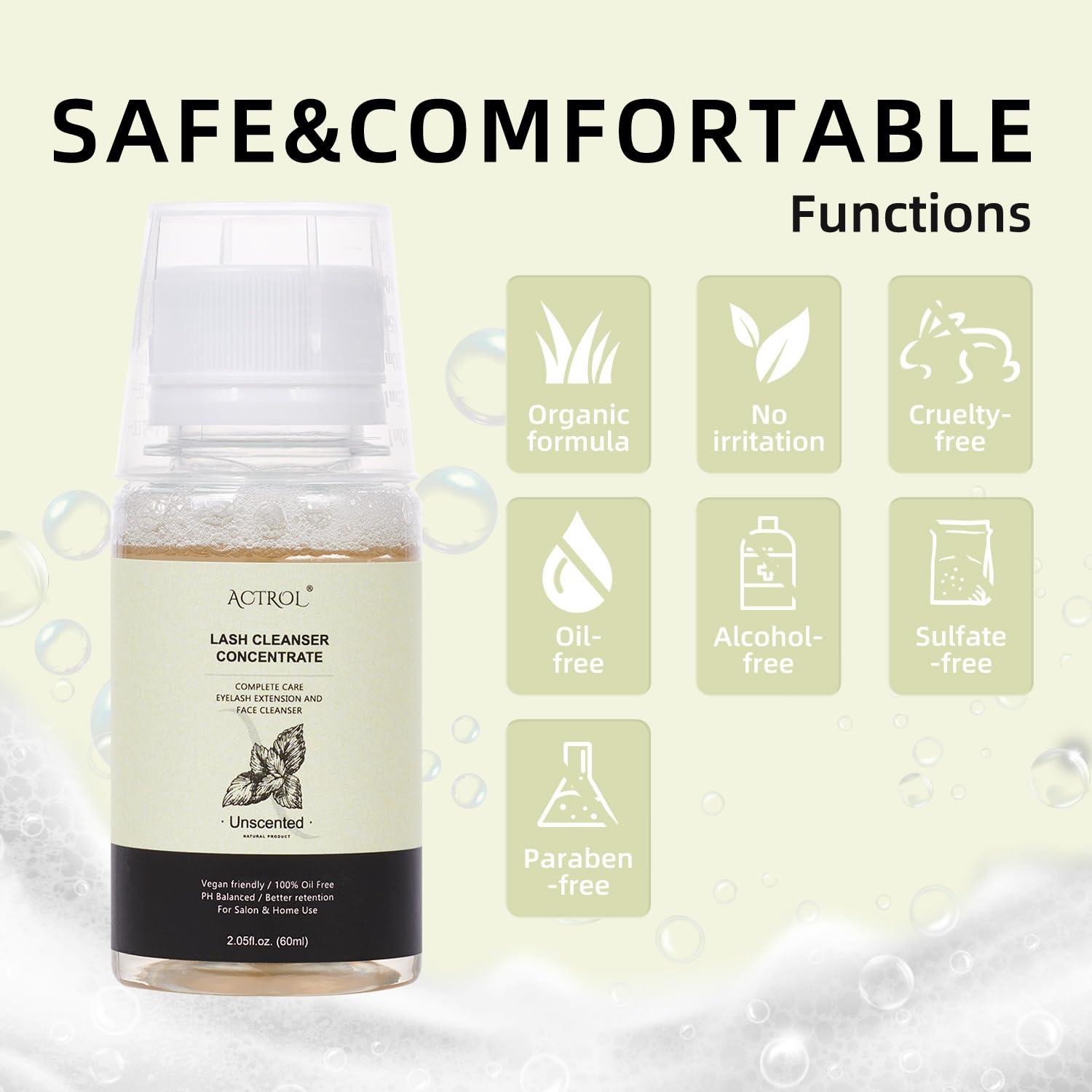 Eyelash Cleanser Concentrate 60ml Unscented Professional Lash Shampoo Foaming Cleanser DIY Wash for Extensions Lashes with Salon Home Care-Makes 6 Bottles-BrightBean Baby