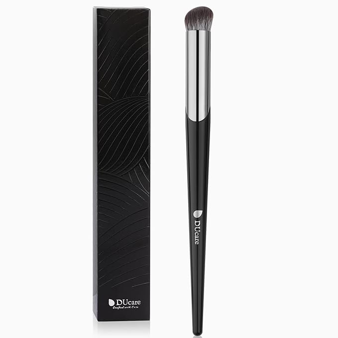 DUcare Concealer Brush Under Eye, Angled Small Nose Contour Brush, Mini Thin Slanted Foundation Dark Circles Puffiness, Puffy Face Eyebrow Eyes, Liquid Cream Blending-BrightBean Baby