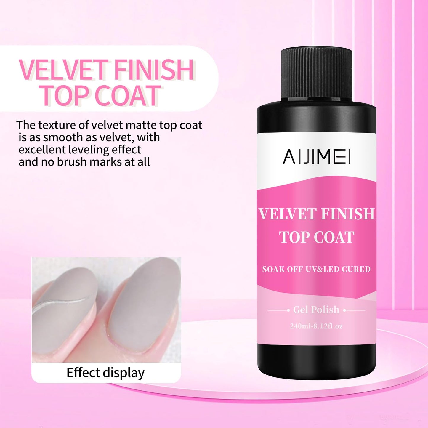 AIJIMEI Velvet Finish Top Coat 8 Fl.Oz Luxurious Matte Effect, Quick Dry, Easy Application, Suitable for All Nail Types, Professional Quality Gel Nail Polish for Home Use-BrightBean Baby