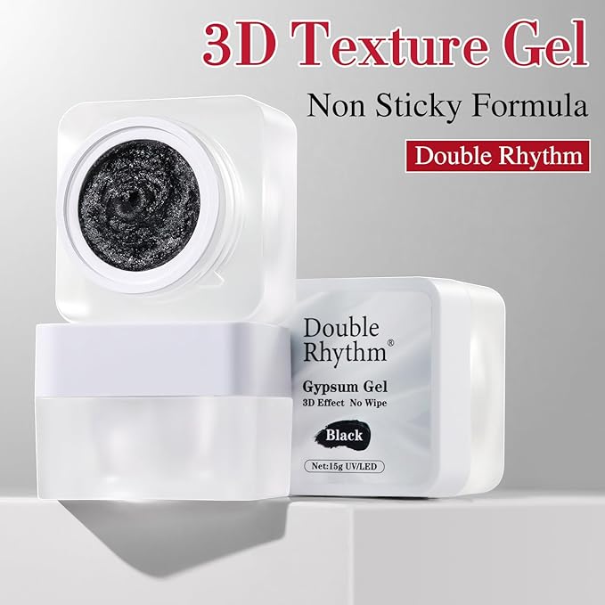 Double Rhythm 3D Nail Gel Solid Sculpting Gel for Nail Art Non-Sticky Hard Gel for Building Carving Molding Nail Extension Soak Off UV/LED Salon Home DIY 0.5 Oz (Gypsum Black)-BrightBean Baby