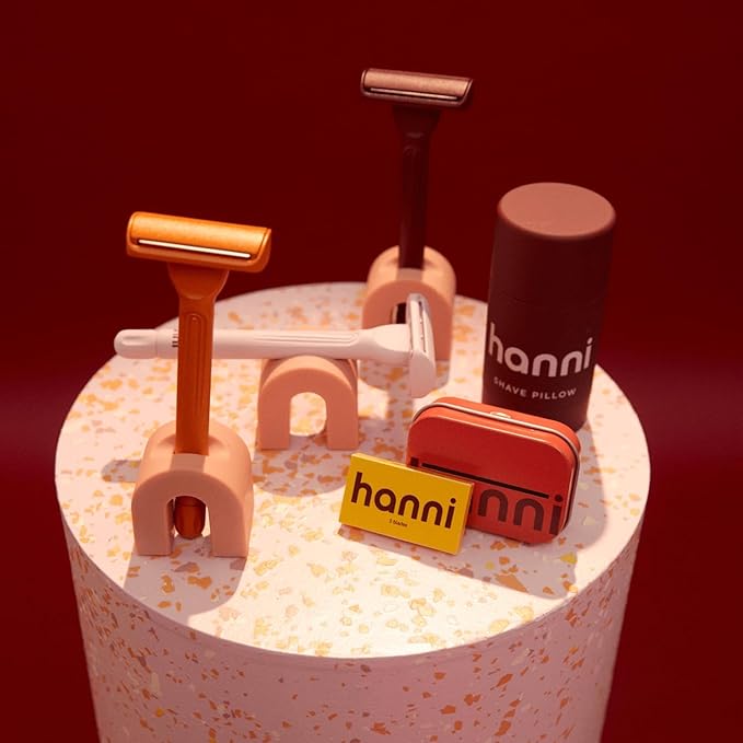 HANNI Shave Starter Set, Saftey Razor with Blades and Shaving Gel, Unisex Grooming Kit for Smooth, Soft Skin, Hair Removal Gift Set for All Skin Types, Burgundy-BrightBean Baby