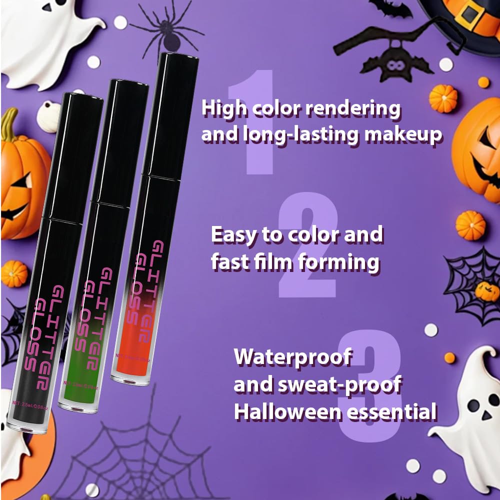 Gray Black Green Red Metallic Lipstick for Women,Glitter Sparkling Liquid Lipstick,Long Lasting Waterproof Lightweight Non-Drying Bold Dark Lip Gloss for Gothic Stage Makeup,Vegan-BrightBean Baby