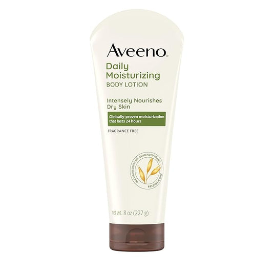 Aveeno Daily Moisturizing Body Lotion, Body Lotion for Dry Skin with Prebiotic Oat, Paraben Free, Fragrance Free, Non-Greasy, Non-Comedogenic Moisturizer, 8 FL OZ-BrightBean Baby