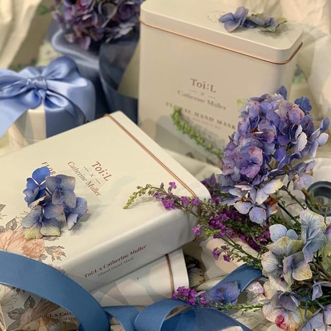 Catherine Muller Floral Hand Mask 8 Pairs, Moisturizing Gloves for Dry Hands with Elder Flower & CICA, Repairing and Nourishing Hand Care Treatment for Cracked, Rough, and Dry Skin-BrightBean Baby