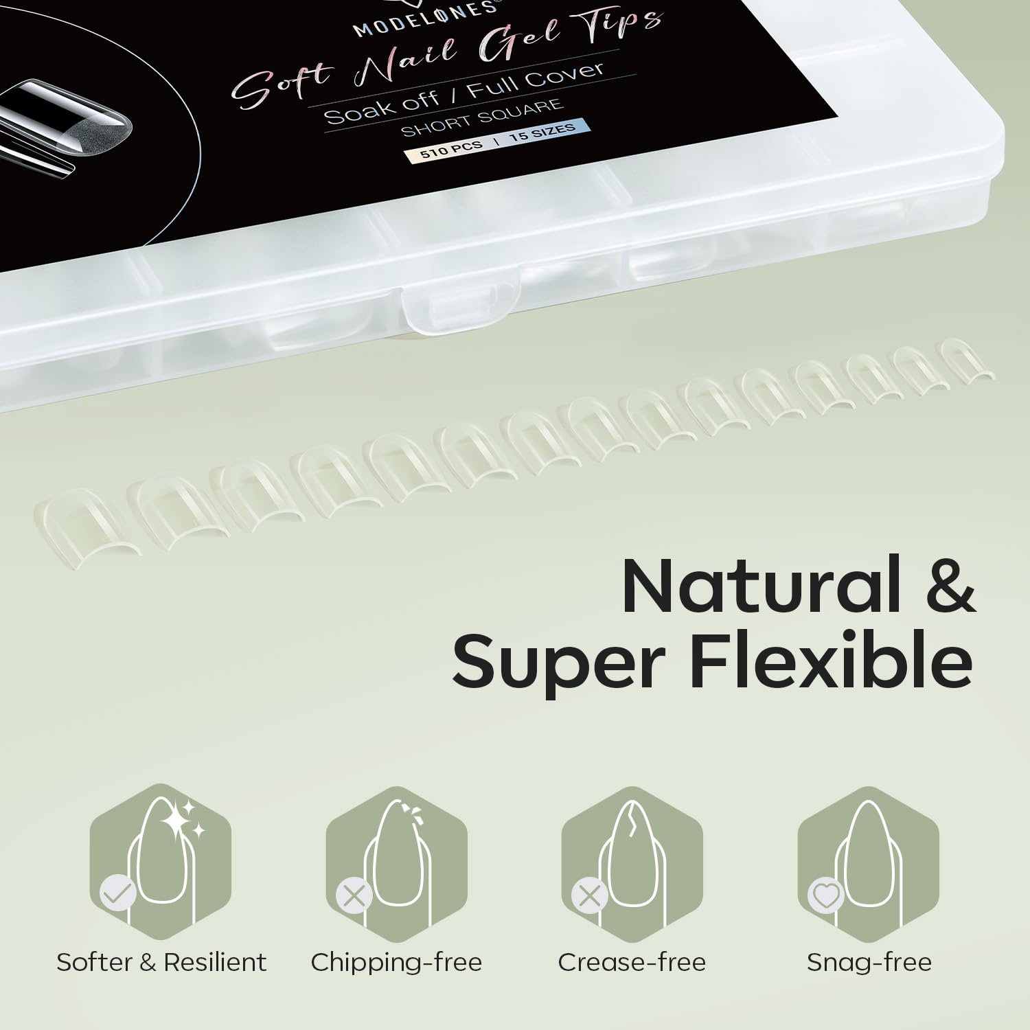 Modelones Short Square Fake Nail Tips - 510Pcs Gel Tips Pre-shaped Half Matte Full Cover Clear Acrylic Gel Kit False Press on Nails for Extension DIY Salon 15Sizes-BrightBean Baby
