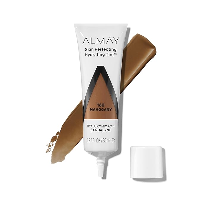Almay Hydrating Liquid Foundation Tint, Lightweight with Light Coverage, Naturally Dewy Finish, Hypoallergenic, Dermatologist TestedFragrance Free, 160 Mahogany, 0.94 fl oz.-BrightBean Baby