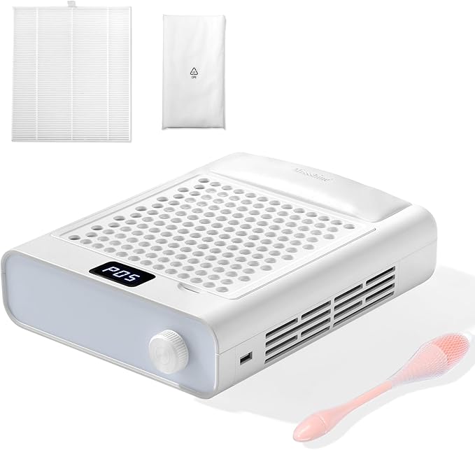 Missshine Dust Collector with Armrest – Professional 5-Speed Low Noise Vacuum Fan for Nail Techs – Powerful Suction with 10 Filter Papers for Salon & Home Use-BrightBean Baby