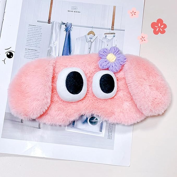 PERFECTSIGHT Dog Sleep Eye Masks, Cute Plush Sleep Eye Cover Lightweight Adjustable Eyeshade Faux Fur Mask Cover for Women Men Kids Sleep Travel Nap, Pink Puppy-BrightBean Baby