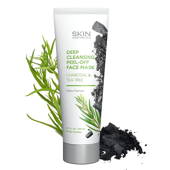 Charcoal & Tea Tree Peel-Off Face Mask - Blackhead Remover, Acne Treatment, Unclogs Pores, Deep Cleansing - Dermatologist Tested Korean Skincare, Clean Beauty, Cruelty-Free - 6.7 Fl oz-BrightBean Baby