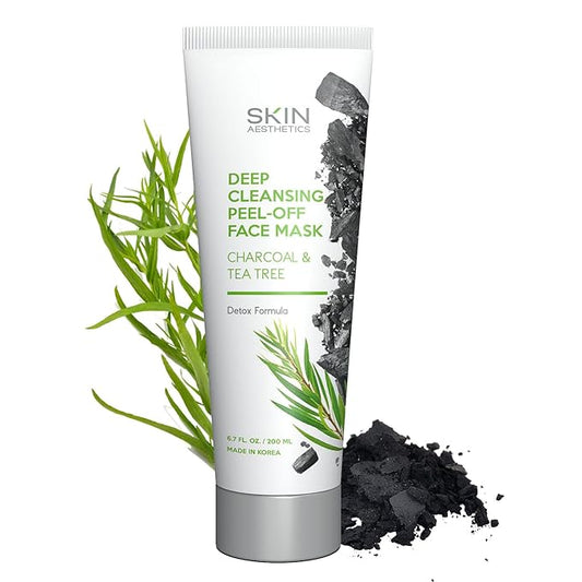 Charcoal & Tea Tree Peel-Off Face Mask - Blackhead Remover, Acne Treatment, Unclogs Pores, Deep Cleansing - Dermatologist Tested Korean Skincare, Clean Beauty, Cruelty-Free - 6.7 Fl oz-BrightBean Baby
