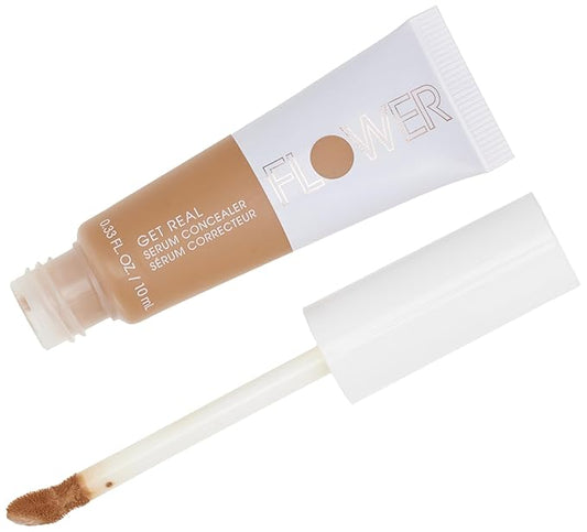 FLOWER BEAUTY By Drew Barrymore Get Real Serum Concealer - Brightens Skin + Blurs Blemishes - Hydrating Serum- Deep-BrightBean Baby